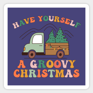 Groovy Christmas Truck Magnet
